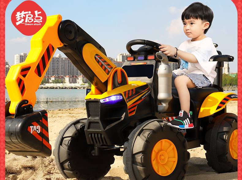 电动挖掘机儿童可坐人挖土机工程车玩具车男孩遥控挖机-228元